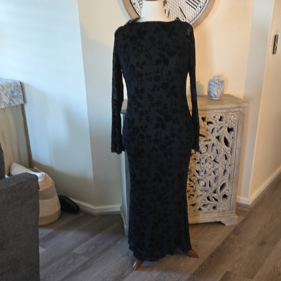 PrettyGarden Dresses & Skirts - Elegant Black Floral Long Sleeve Dress Fully Lined